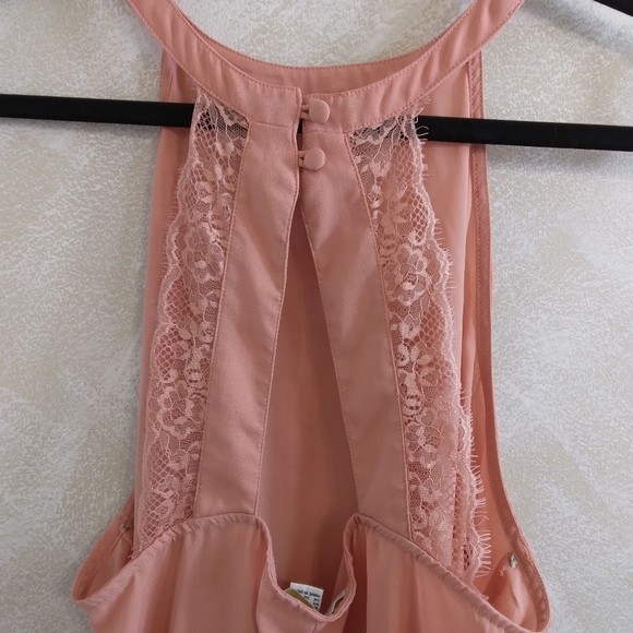 1X Keyhole back Tank Top Lace Trim Peach Salmon - Picture 4 of 6